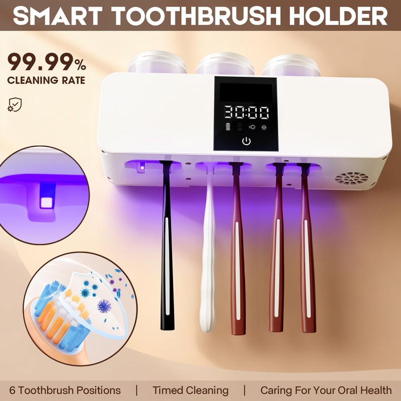 LXIANGN 3 in 1 Toothbrush Cleaner Holders for Bathrooms,Wall Mounted