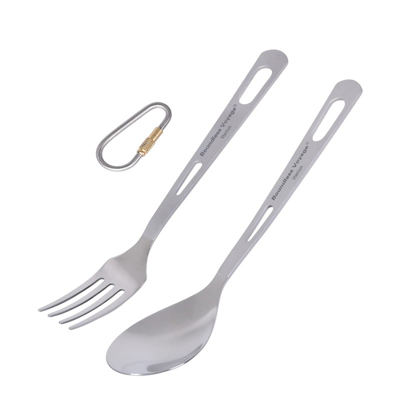 Boundless Voyage Ultralight Titanium Spoon and Fork Set Camping Outdoor