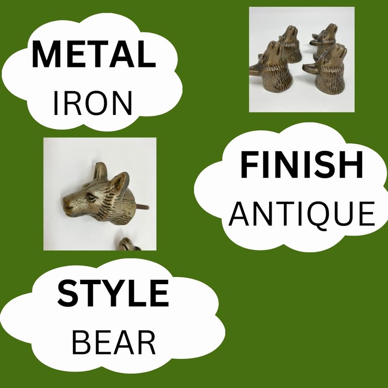 Vintage Antique Iron Bronze Handmade Metal Animal Cupboard Door Knobs,