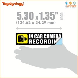 (2 pcs) In Car Camera Recording Dash Cam on Board Safety Notes for Passenger & Driver UB LY Taxi Car Service Warning Sign UV Weatherproof Waterproof Vinyl Stickers (Black)