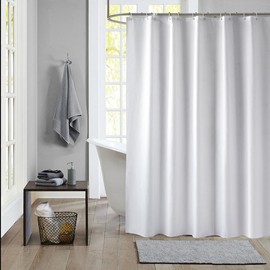 Shower Curtain for Bathroom, 180 x 180 cm (71 x 71 Inch), White Shower Curtain, Mould Resistant Shower Curtains, Bathroom Curtains, PEVA Shower Curtain, Bath Curtains with 12 Hooks,Washable,Waterproof
