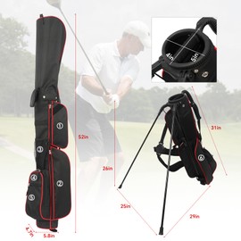 Golf Bag Lightweight Carry Bag, Dual Strap Golf Stand Bag with 6 Pockets, Lightweight Small Golf Bag for a Few Clubs and Rain Cover Hood