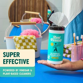 Aunt Fannie's Natural Cleaning Vinegar Wipes, Multipurpose Surface Cleaner, Bright Lemon Scent, 35 Count (Pack of 6)