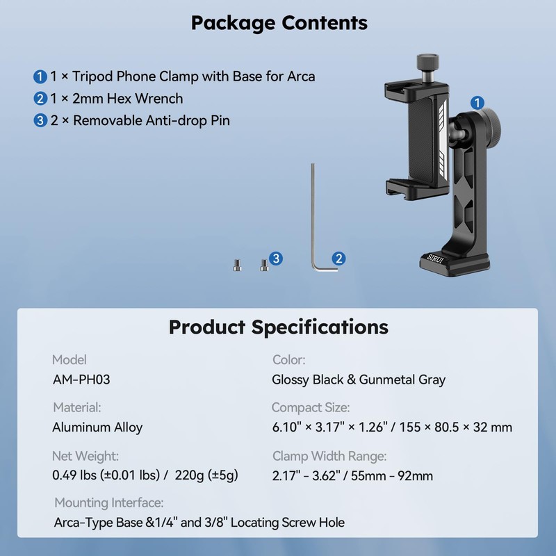 Sirui Metal Phone Holder for Arca Base