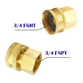 NICOLEKAY 2PCS Brass Garden Hose Adapter Connector 3/4 GHT to 3/4 NPT Thread Double Female Garden Hose Adapter