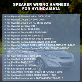 Fiegromech Door Speaker Harness Adapter Compatible with Hyundai Elantra Sonata Santa Genesis Coupe,Kia Sorento Optima Soul Forte Car Front Rear Speaker Wire Connector Cable 4PCS