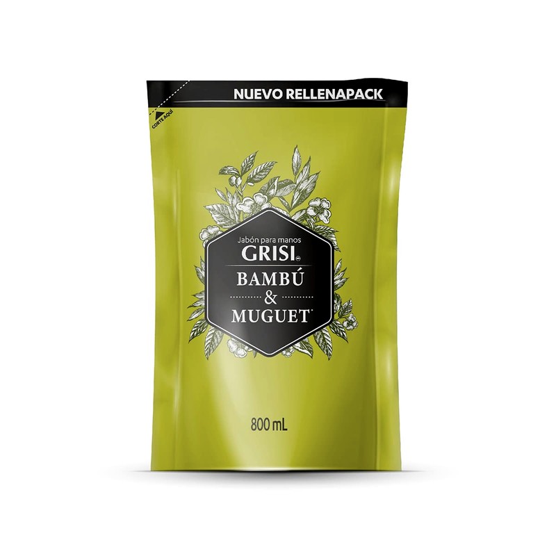 Grisi, Jabón Líquido para Manos Bambú Muguet Rellenapack, 800 ml