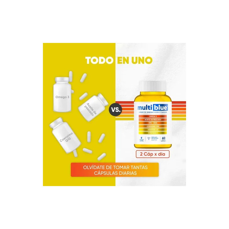 Multiblue Omega 3 Con Vitaminas 60 Cápsulas Epa Dha D3