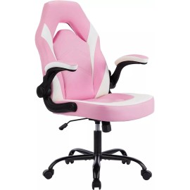 DUMOS Ergonomic PU Leather Gaming Chair with Wheels,Adjusta - Pink