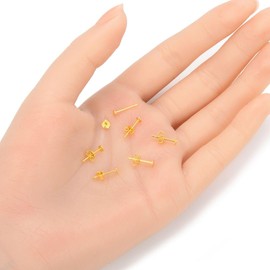 20 pares de arete de plata de ley 925 bañada en oro de 0,7 mm Pin | 3 mm (0.12 pulgadas) pequeña tabla plana pegamento en el poste de ajuste con embragues de seguridad de la nuez SS277-3