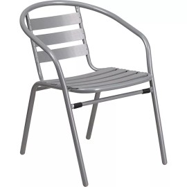 Flash Furniture Silver Restaurant Stack Chair, Aluminum Slats - TLH-017C-GG