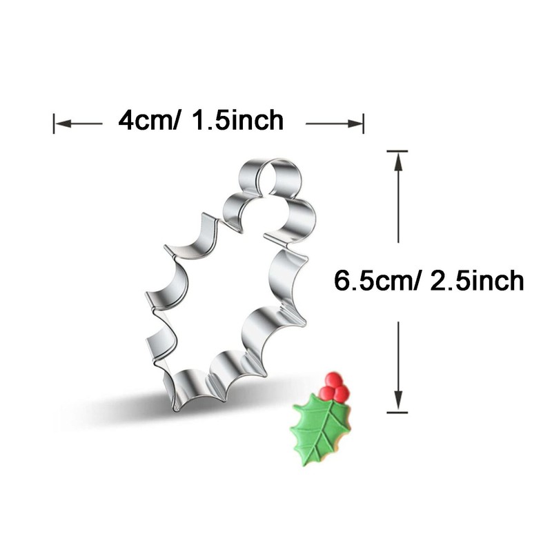 WDYJMALL Holly Leaf with Fruit Shape Cookie Cutter