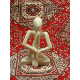 Unbranded Small Yoga Alabaster Figurine Meditation Pose 6.5" Tall Beige
