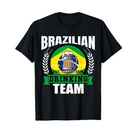 Brazil Drinking Team Funny Brazilian Flag Beer Party Gift T-Shirt