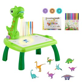 EliphonTowne Drawing Projector Table for Kids - Dinosaur Gifts for Girls, Kids Drawing Set for Children Age 2 3 4 5 6 7 8, Girls Boys Painting Easel Birthday Christmas for Home School Party