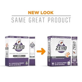 Gatorade Gatorade G Zero Powder, Grape, 0.10oz Packets, Makes 20 ounces, 10 Count (Pack of 12)