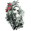 EROSPATemporary Tattoo Sheet / Sticker - Woman Flowers Skull - Waterproof - 15 x 21 cm