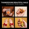 Fall Maple Leaves Press on Nails Square Fake Nails Red