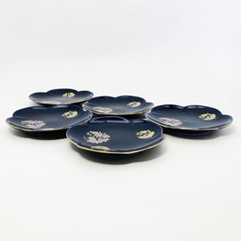 Koransha R3003-FS4 R3003-FS4 Loli Flower Circle Crest Lapis Plate, 5 Piece Set