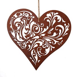 LB H&F Rusty Heart Door Sign, Rust Sign, 26 cm Diameter