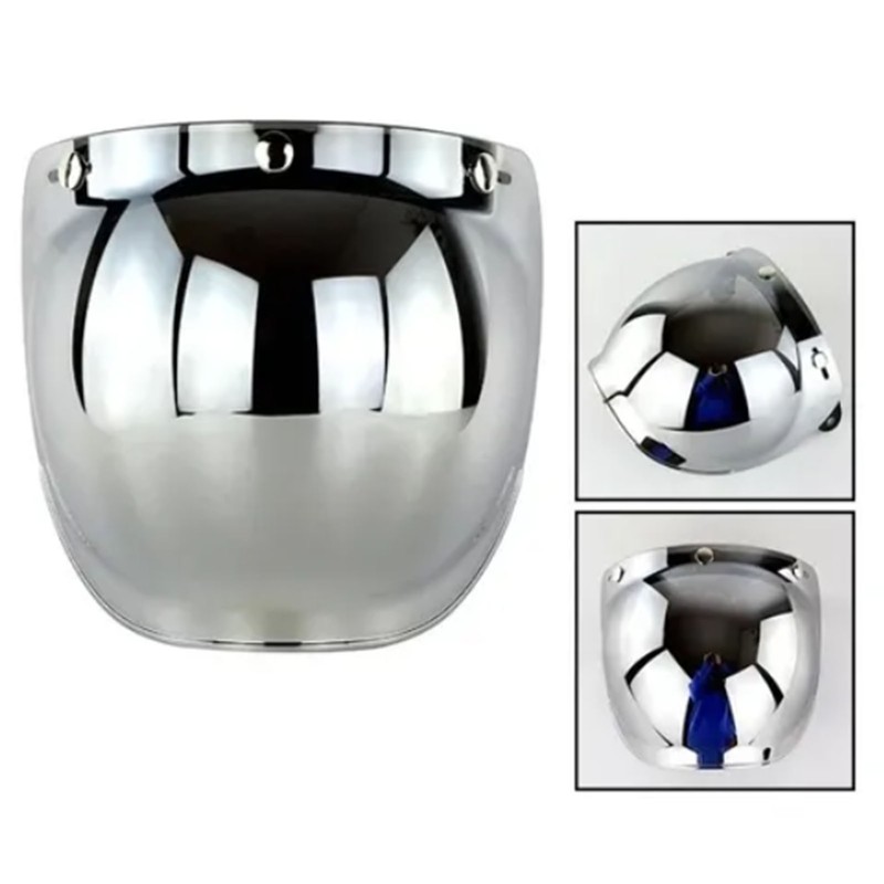 Motorcycle Retro Bubble Shield Visor PC Lens 3 Snap Helmet