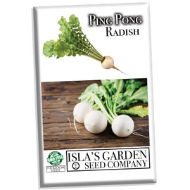 Ping Pong Hailstones Round White Radish Seeds for Planting - 100+ Seeds Per Packet, (Isla's Garden Seeds), Non-GMO, Scientific Name; Raphanus sativus, Great Home Garden Gift