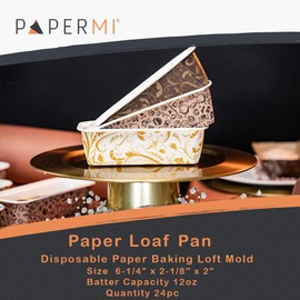 Paper Loaf Cake Pan Set – 24pcs, 6.25” x 2” x 2”, 12oz – Oven, Microwave & Freezer Safe – Nonstick, Free Standing & Disposable Cake Pan for a Beautiful Bake & Serve – for Runny, Thick & Dough Batter