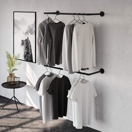 pamo Industrial pipe clothing rack metal black - Wall mounted clothes racks for hanging clothes - Industrial clothing rack wall mounted - FINN I