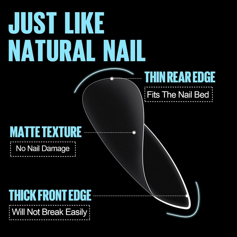 TOMICCA Almond Artificial Nail Tips, Pack of 360 Tips for