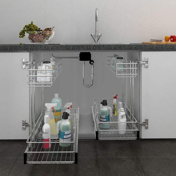STORKING 2 Tier Under Sink Pull Out Cabinet Organizer Slide