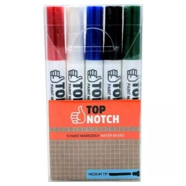 Top Notch Paint Markers 5 Colors Medium Tip Water Based 1737-2418 NEW