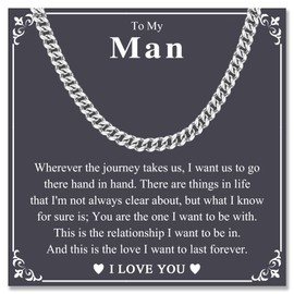 ACOGVN Valentines Day Gifts for Boyfriend Husband My Man Cuban Link Chain Necklace for Him Men Boys, Birthday Fathers Day Anniversary Christmas Gifts Ideas To My Man BF Husband, 22inches