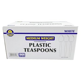 Sunset Medium Weight Bulk White Plastic Teaspoons, 1000 pieces