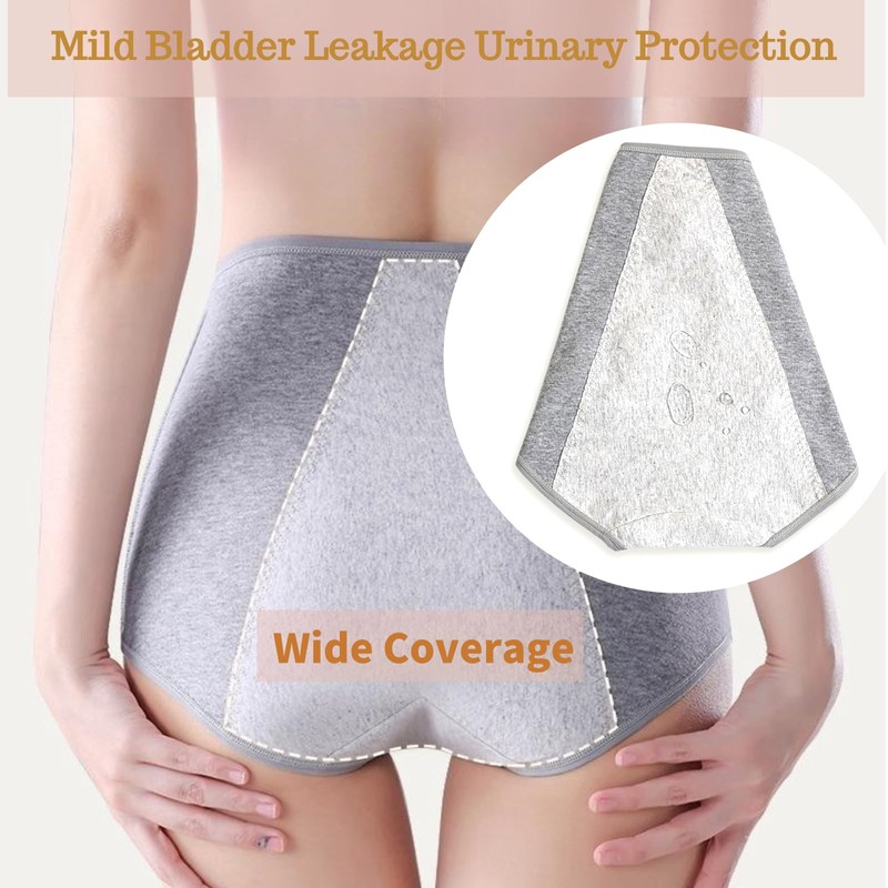 Women's Washable Incontinence Underwear 4 Pack, Leakproof Ladies Panties High