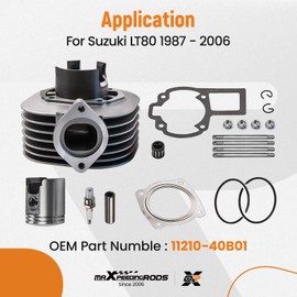 maXpeedingrods 80cc Cylinder Piston Gasket Top End Kit for Suzuki Quadsport LT80 1987-2006 for Kawasaki KFX80 03-06 Replace Part Number 11210?40B01