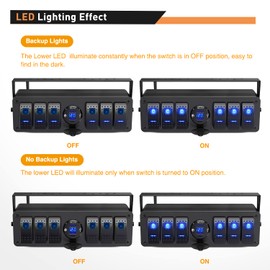 GOOACC 6 Gang Rocker Switch Box 12V SPST ON Off Switch QC 3.0 USB Charger Voltmeter Waterproof Aluminum Rocker Switch Panel Night Glow Stickers for Boats Cars RVs Trucks, 2 Years Warranty