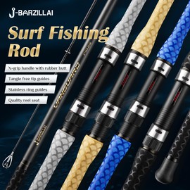 J-BARZILLAI CarbonPro Surf Casting Fishing Rod, Ultra-Light High-Sensitivity Graphite Pole, Saltwater/Offshore Surf Fishing Rod with Corrosion-Resistant Guides & Travel Case, 12ft (Yellow, 12')