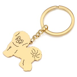 YINYA Stainless Steel Bichon Dog Keychain 18K Gold Plated Puppy Schnauzer Jewelry for Women Girls Pets Lovers Gifts Keyring Decor (Silver Plated Schnauzer) (Gold Plated Bichon Frise)