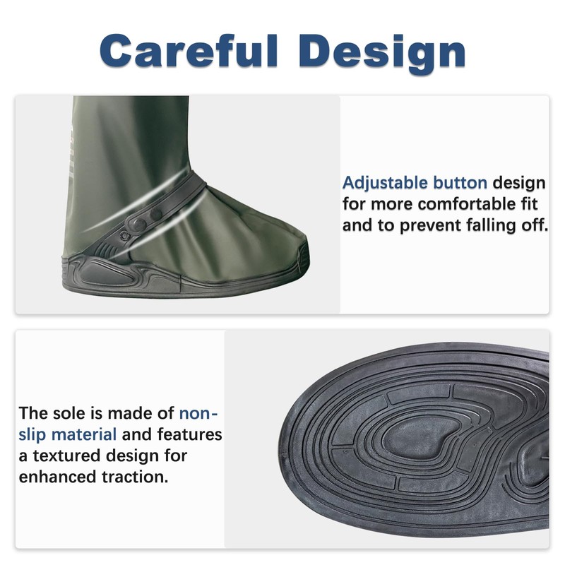 Waterproof Shoe Covers For Rain，Rain Boot Covers With Zipper,Galoshes Shoe