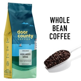 Door County Coffee Highlander Grogg Flavored Whole Bean - 10 oz Bag - Medium Roast - 100% Specialty Arabica - Flavored Gourmet - Highlander Grogg