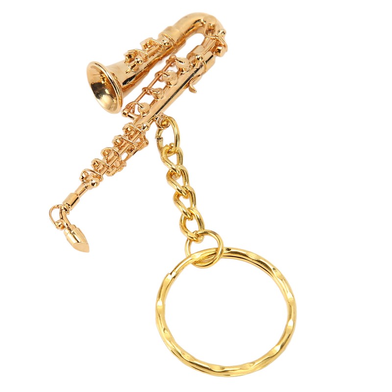 Cute Saxophone Pendant Keychain Portable Funny Brass Miniature Saxophone Musical