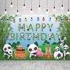 Panda Birthday Backdrop Panda Party Supplies Green Bamboo Panda Theme