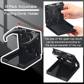 POCREATION Portavasos Plegable Ajustable, Diseño Retráctil, Plástico ABS, Fácil Instalación, Amplia Aplicación, para Camiones, Automóviles, Barcos (Negro)