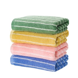 Leisofter Hand Towels for Bathroom,100% Cotton Striped Pattern Soft Absorbent Towel Set for Face Spa Bath Gym Kitchen,14” x 29”, 4 Colors (4 Colors)