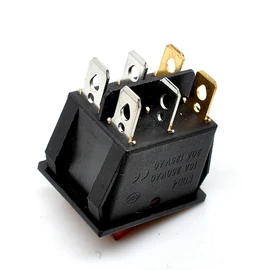 Oiyagai 5pcs KCD4 AC 250V 16A Red Light 6P Terminals ON/Off Double SPST 2 Way Snap in Boat Rocker Switch