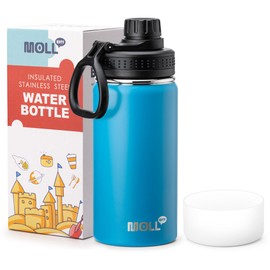 Mollcity Kids Water Bottle with Spout Lid-12 oz Small Insulated Sports Water Flask for School-Reuasble Stainless Steel Vacuum Travle Leak Proof Water Bottle (Sky Blue)
