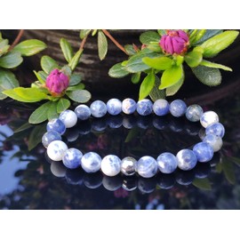 ZILALI Crystal Gemstone Beaded Bracelet, Natural 8mm Stone Bracelet for Women or Men Reiki Chakra Crystal Healing Bracelet for Gift Natural Blue Sodalite