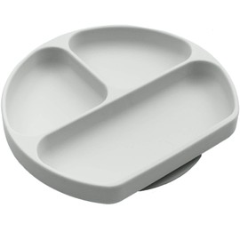 Silikong Suction Plate for Toddlers | BPA Free, 100% Food-Grade Silicone | Microwave, Dishwasher and Oven Safe | Stay Put Divided Baby Feeding Plates (1, Grey)