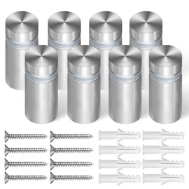 Anley 8 Pcs Sign Standoff Advertising Screws with Wall Anchors & Rubber Spacers - Stainless Steel Standoff Glass Acrylic Nails Wall Mounts - Perfect for Hanging Acrylic Signs & Panels (1/2 x 1 in)
