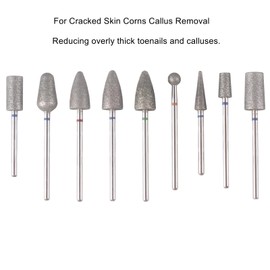 9pcs Pedicure Cone Barrel Ball Drill Bits for Cracked Skin Callus Removal